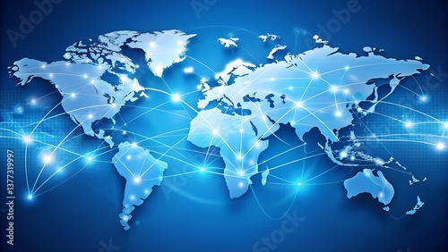 World map on blue background