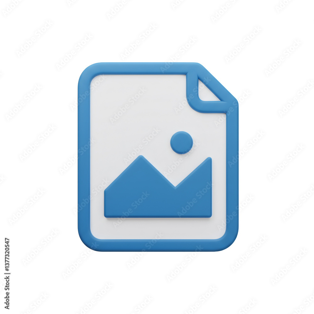 3D Blue Image File Icon on Transparent Background 3D Blue Image File Icon on Transparent Background