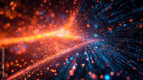 Abstract representation of data flow and digital connectivity