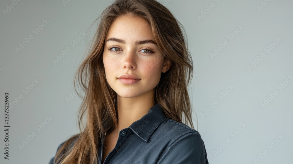 Fototapeta premium Black hair cute asian girl close-up shot photography