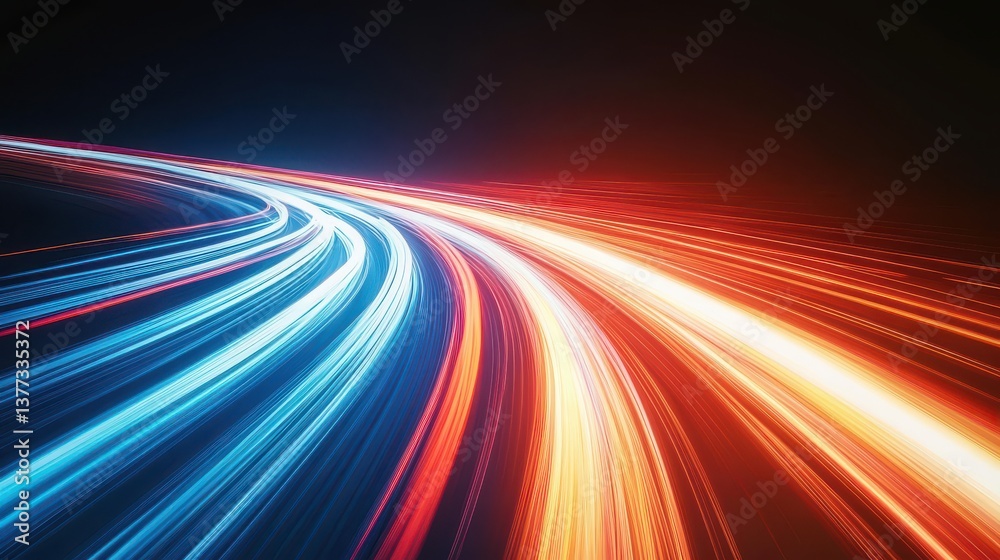 Abstract Light Trails on a Curved Path Abstract Light Trails on a Curved Path