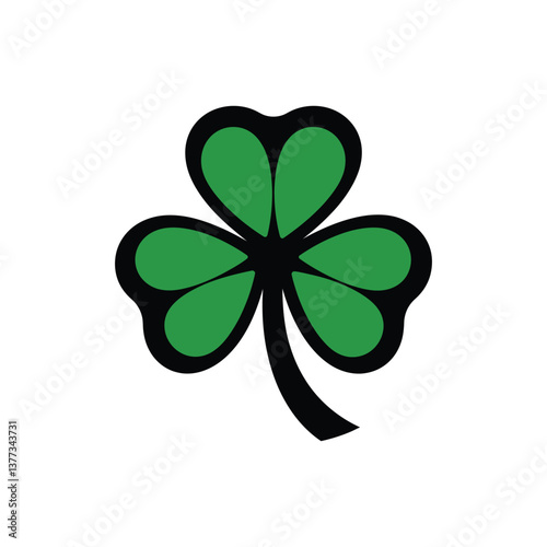 Four Leaf Clover St Patrick's Day Symbol Green Luck Icon Illustration