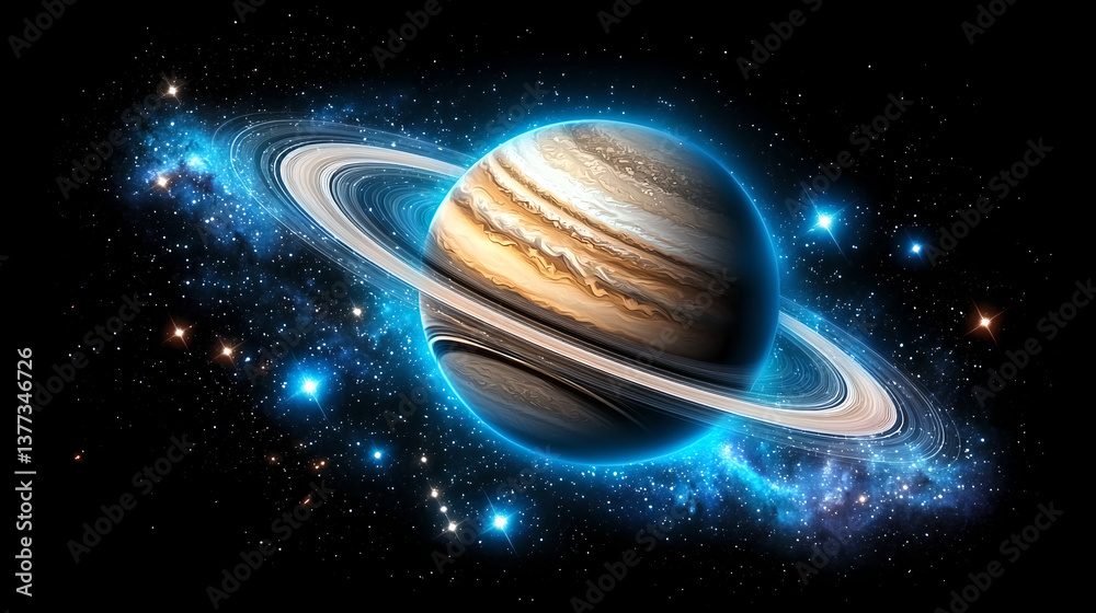 Naklejka premium Pixel Art Gas Giant Planet with Rings in Space