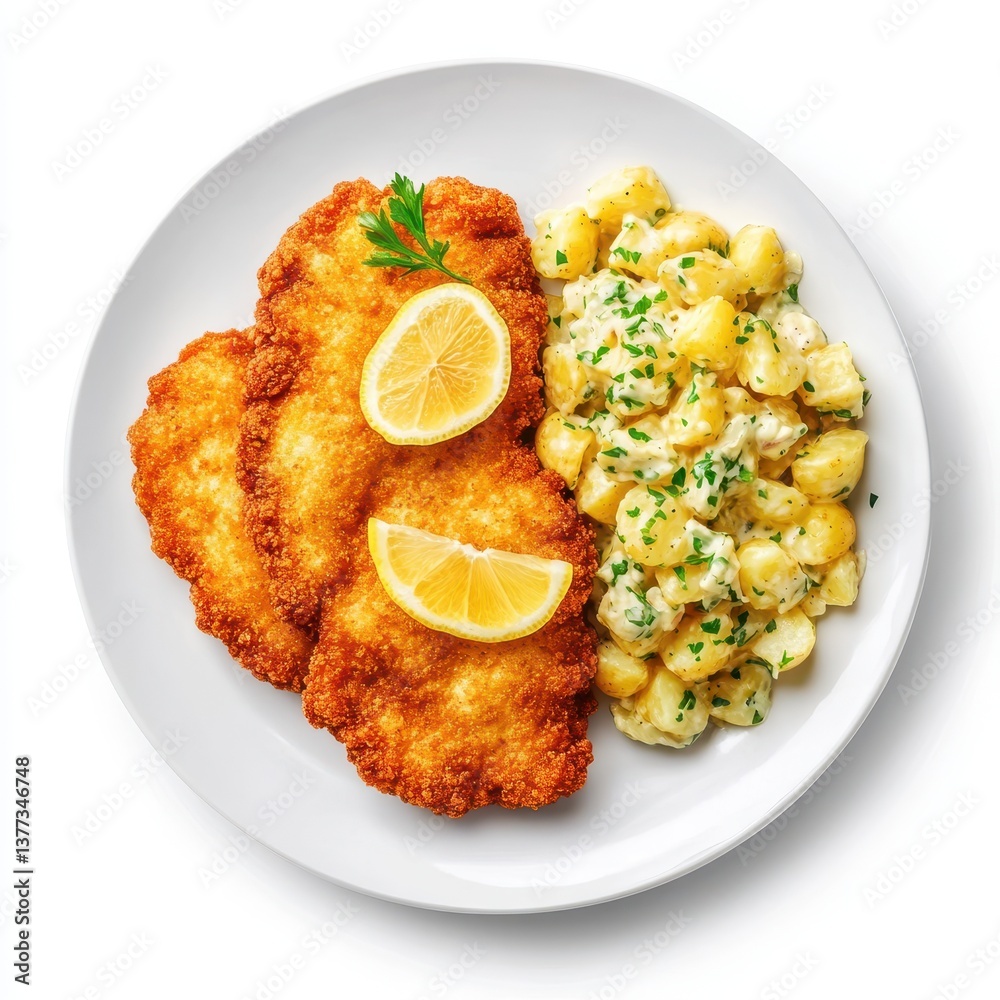 Naklejka premium Delicious schnitzel with lemon