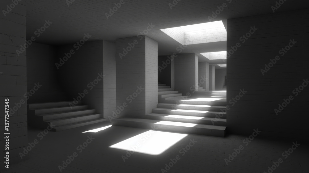 Fototapeta premium Minimalist interior with light and shadows creating depth
