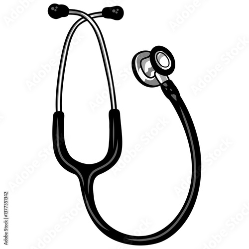 Stethoscope Doctor Medical Hospital Equipment Drawing Vector Illustration Icon