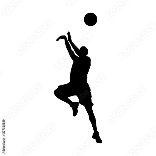 Silhouette Volleyball Player Reaching for Ball