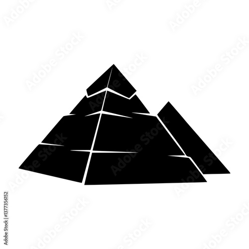 Geometric Pyramid Icon - Black & White