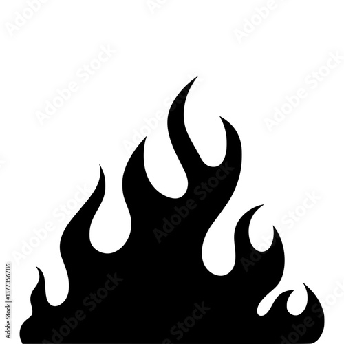 Flame Icon - Black Silhouette