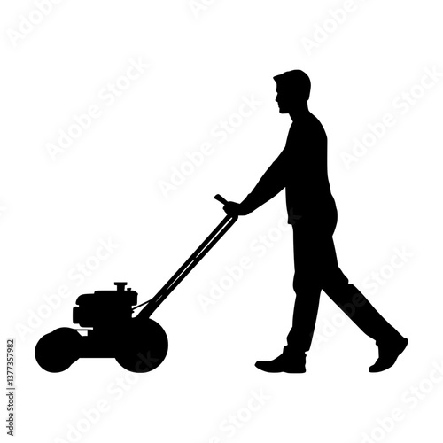 Lawn Roller Silhouette - Vector Illustration