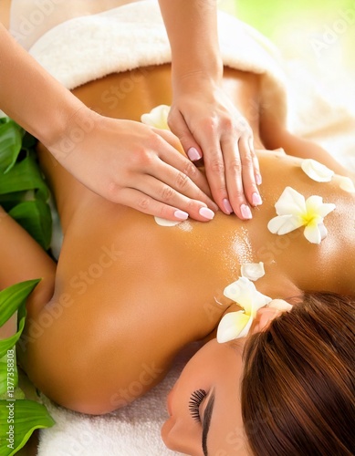 エステサロンでマッサージを受けている女性