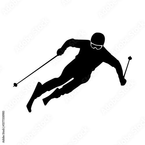 Skiing Silhouette - Winter Sports Icon