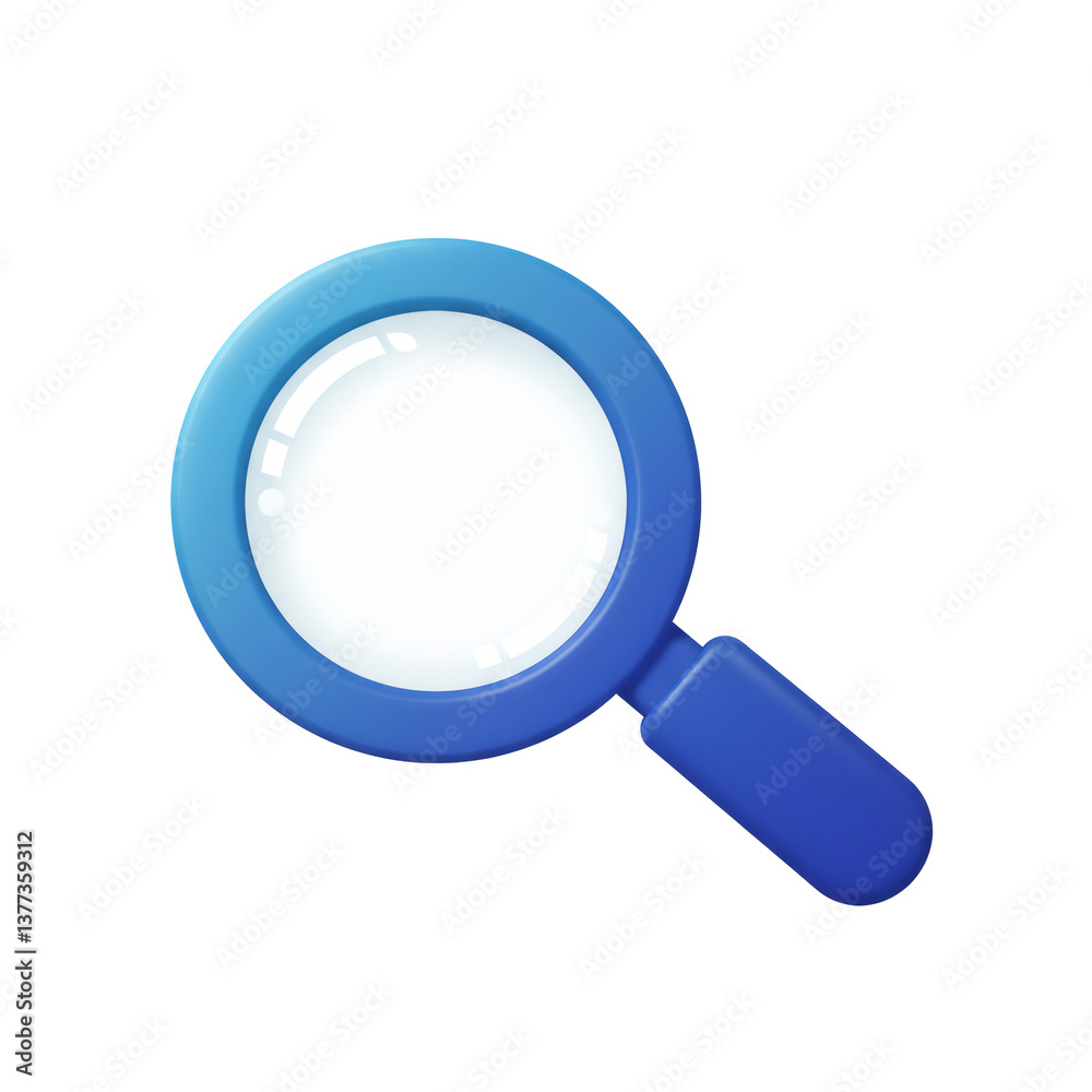 Blue 3D Magnifying Glass on Transparent Background Blue 3D Magnifying Glass on Transparent Background