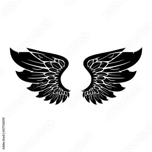 Black Angel Wings Graphic Design Element