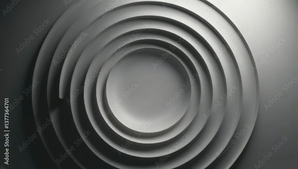 Obraz premium Subtle grayscale gradient forming concentric circles, abstract, optical