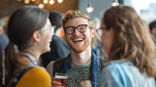 Happy Employees Laughing Together in a Group Setting