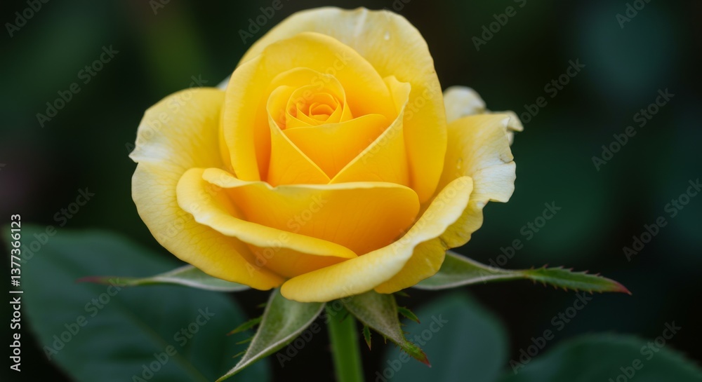 Yellow Rose in Full Bloom with Dark Background Yellow Rose in Full Bloom with Dark Background