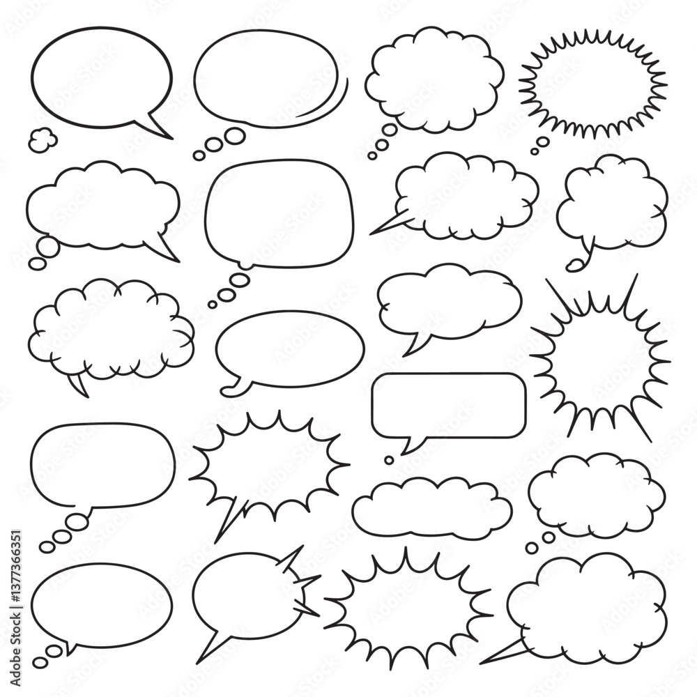 Set of comic-style speech and thought bubbles for communication Set of comic-style speech and thought bubbles for communication