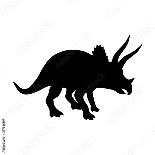 Triceratops Silhouette - Black Outline