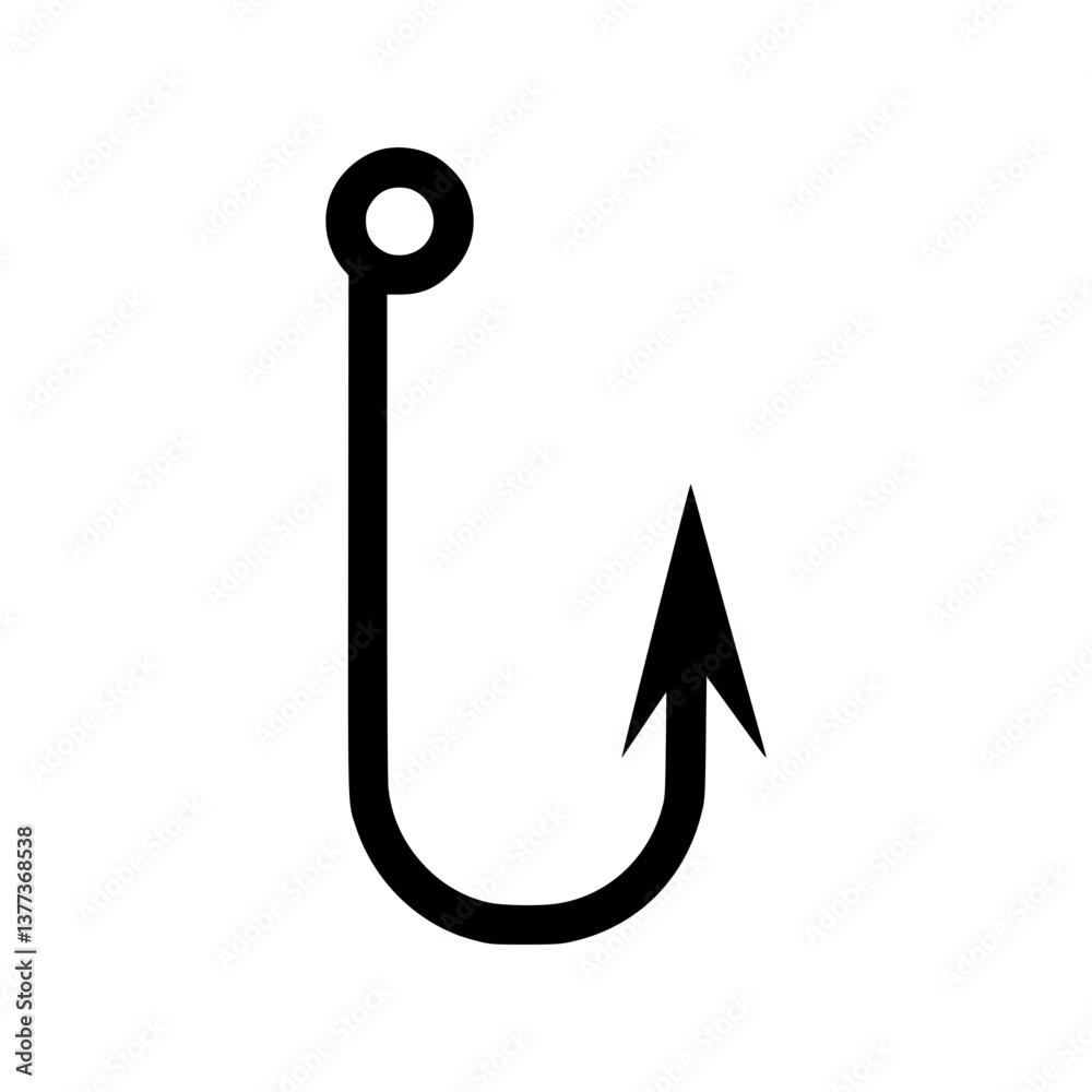 Fishing Hook Icon - Vector Illustration