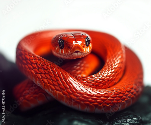 red snake looking at the camera, national geographic style photograph photo