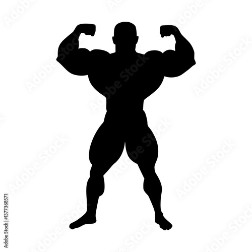 Muscular Man Silhouette - Fitness Strength