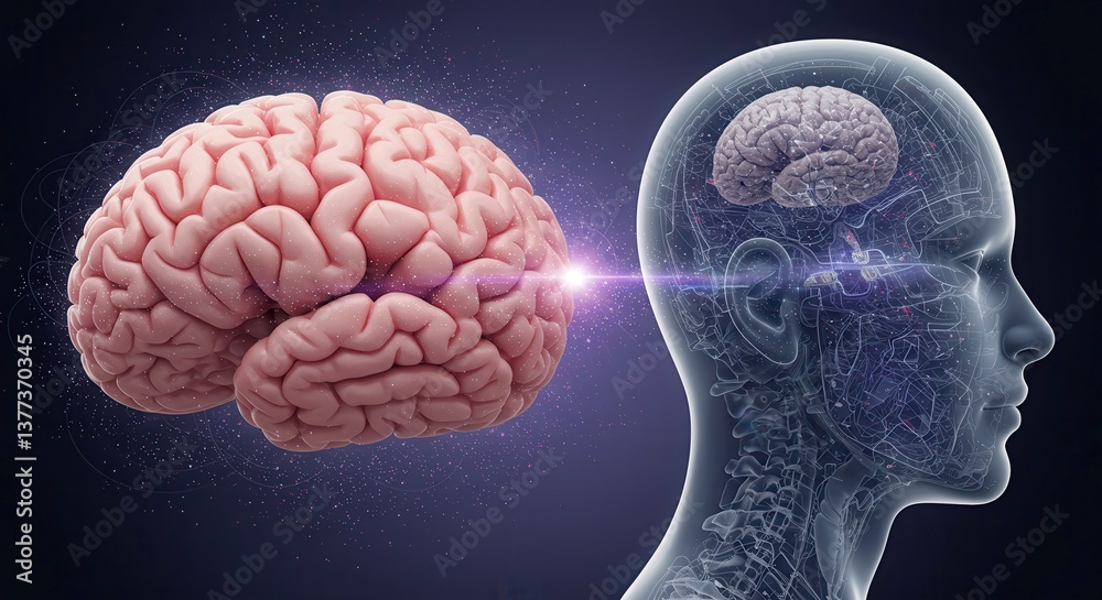 Human Brain Anatomy 3D Render of Brain and Head Neurological Science Concept Human Brain Anatomy 3D Render of Brain and Head Neurological Science Concept
