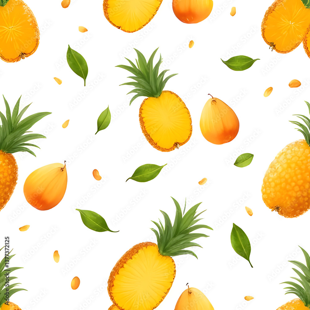 Obraz premium Seamless Pattern Yellow Fruits
