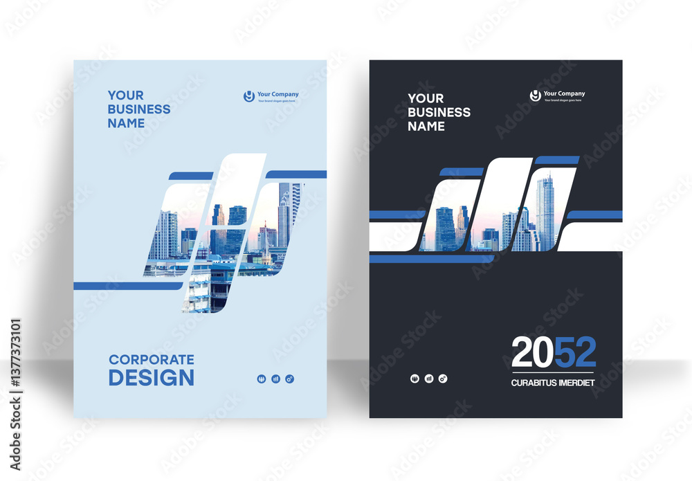 Blue and Black Book Cover Layout Stock Template | Adobe Stock