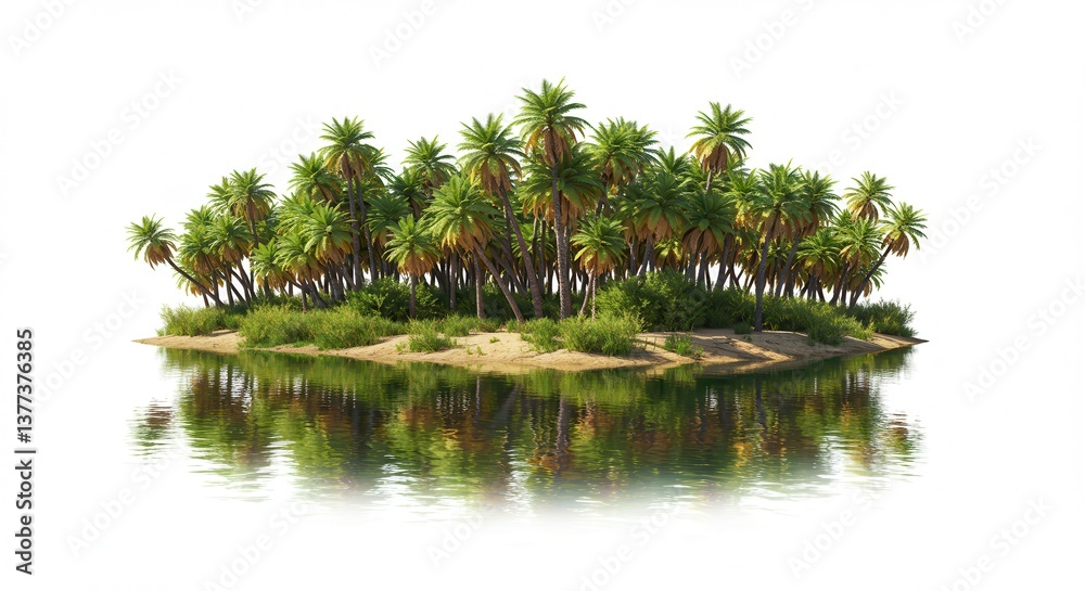 Lush Tropical Island Paradise with Palm Trees and Calm Water Perfect for Vacation or Travel Imagery Lush Tropical Island Paradise with Palm Trees and Calm Water Perfect for Vacation or Travel Imagery