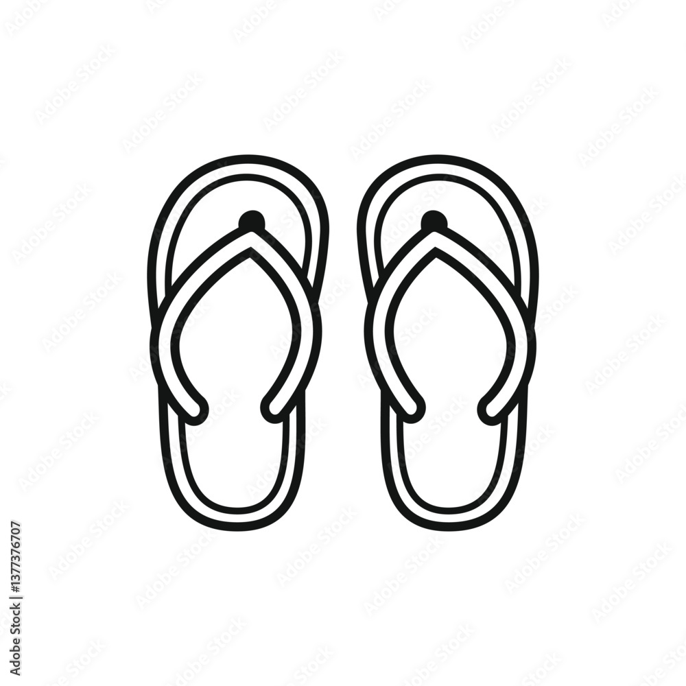 Flip Flop Outline: Essential Summer Footwear Design Flip Flop Outline: Essential Summer Footwear Design