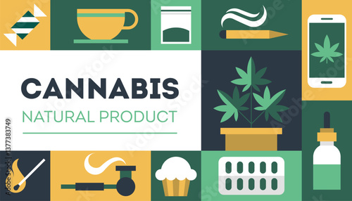 Marijuana cannabis medicine poster banner legal geometric background vector pattern 