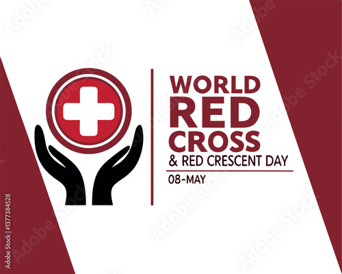 World Red Cross and Red Crescent Day design with hands and emblem