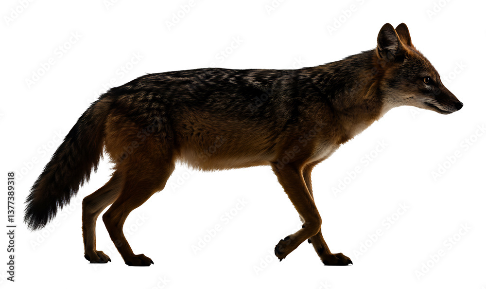 Obraz premium 白い背景歩く野犬シルエット