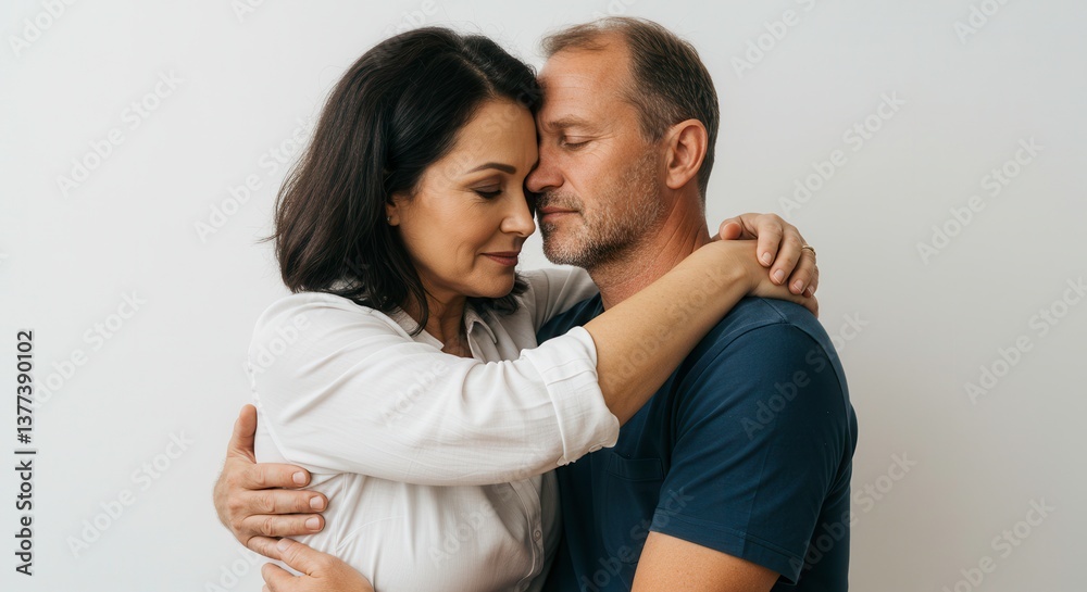Tender Embrace Middle Aged Couple Showing Affection and Love Close Up Portrait Tender Embrace Middle Aged Couple Showing Affection and Love Close Up Portrait