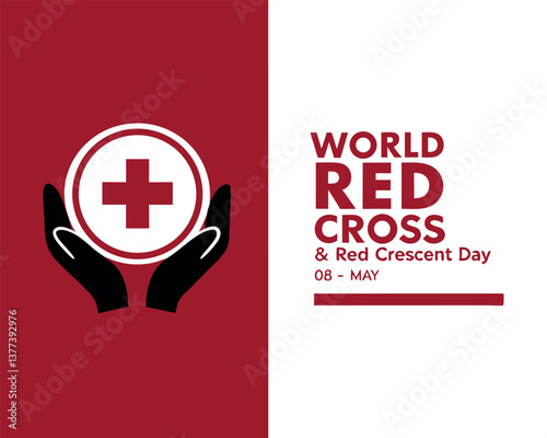 World Red Cross and Red Crescent Day design with hands and emblem