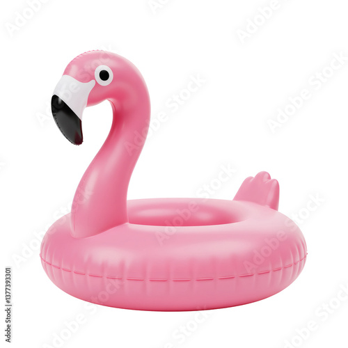 Pink Flamingo Inflatable Pool Float 3D Rendering