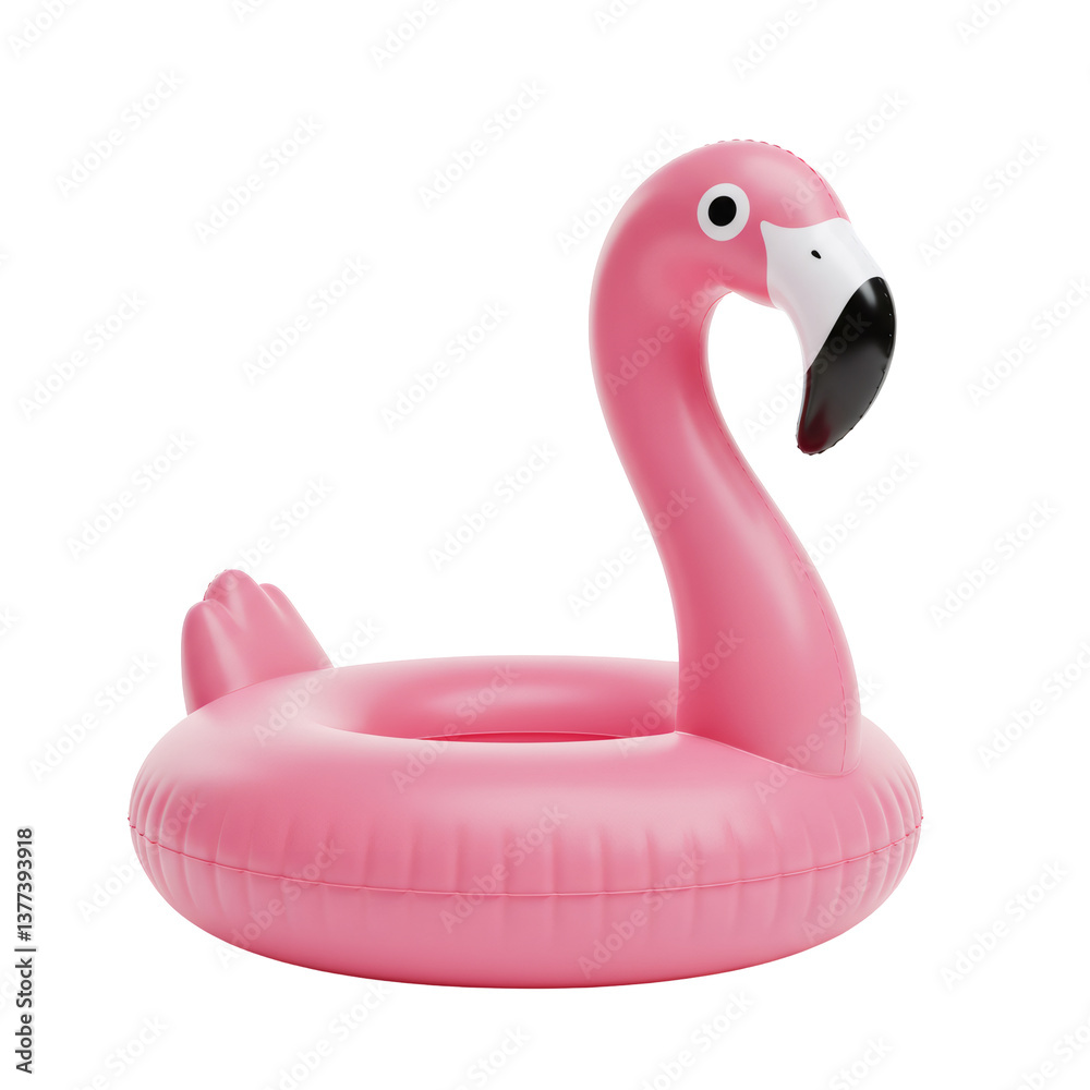 Pink Flamingo Pool Float 3D Rendering