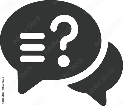 Chat Bubbles with Question Mark and List Icon, Transparent Background Design