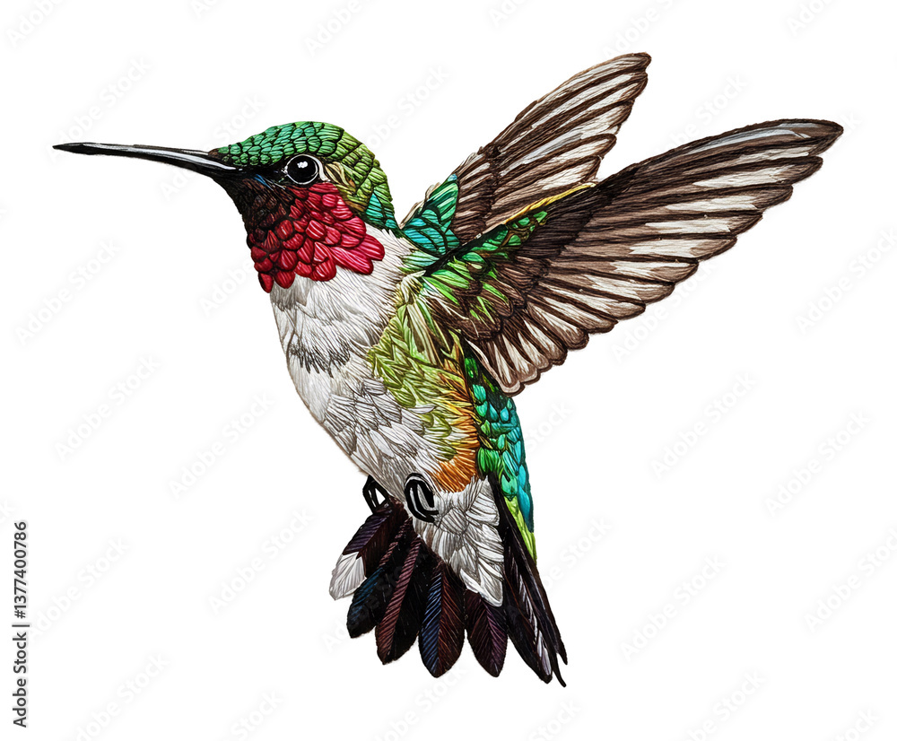 Obraz premium 鮮やか羽根 軽やかに舞う蜂鳥
