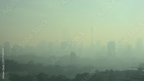 Kuala Lumpur foggy morning sunrise