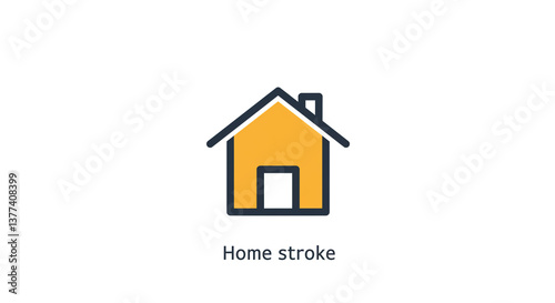 A welcoming yellow house icon symbolizing home and comfort, a simple minimalist design with bold outlines.