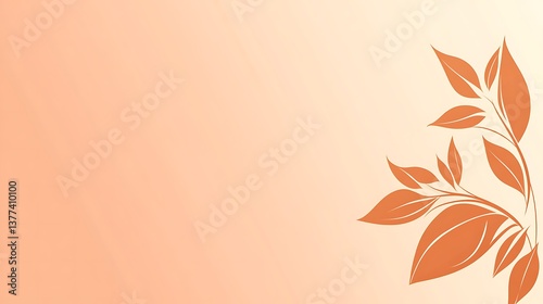 Wallpaper Mural Orange colored leaves and stem illustration on a smooth gradient background Torontodigital.ca