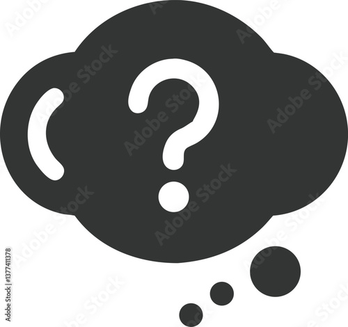 Thought Bubble Icon with Question Mark and Dots on Transparent Background