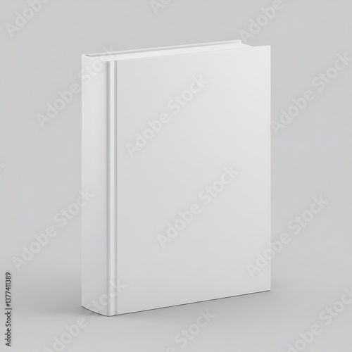 A pristine blank book cover  ready for your story to unfold  standing against a simple neutral backdrop.