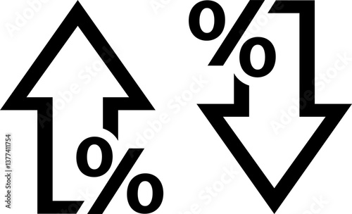 Percentage growth and decline outline sign, symbol.png, Percent arrow up and down icon, Percentage growth and decline outline sign, symbol Transparent Background, Percent arrow up and down icon, Trans