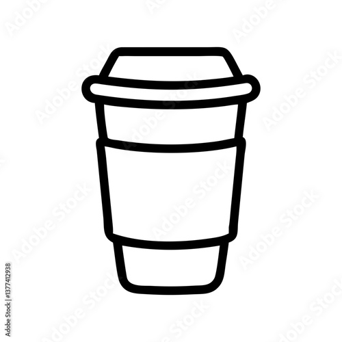 Coffee Cup Line Art Icon, Takeout Drink Symbol, Beverage Vector Illustration