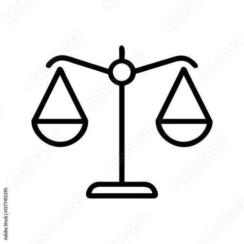 Scales of Justice Line Art Icon, Law Symbol, Balance Vector Illustration
