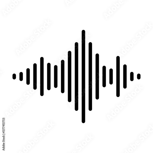 Sound Wave Line Art Icon, Audio Signal Symbol, Frequency Vector Illustration