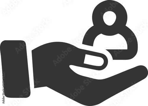 Hand Holds Client Icon in Silhouette on Transparent Background Design